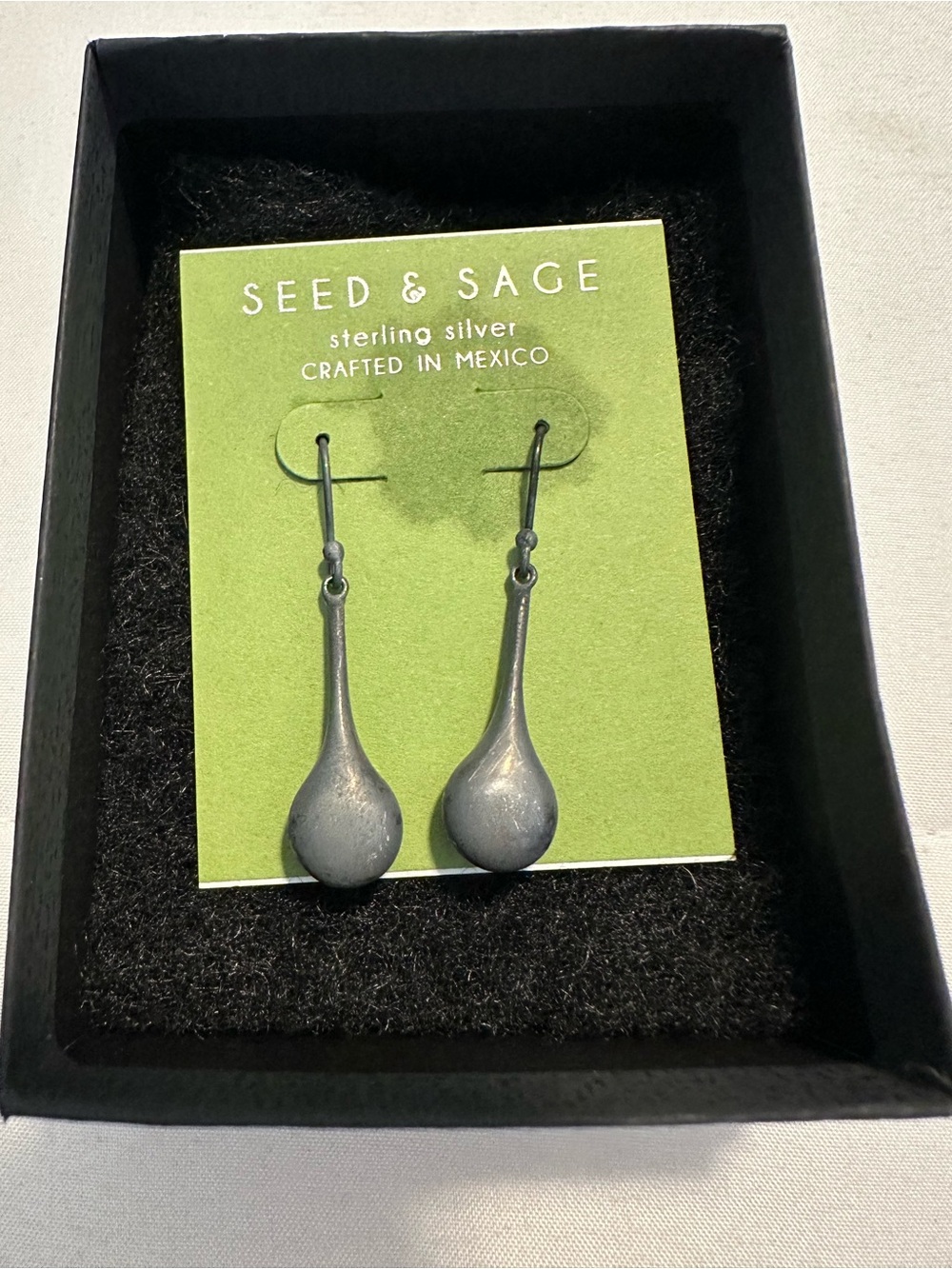 Seed & Sage Sterling Silver Matte Gray Teardrop Dangle Earrings